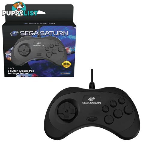 Retro-Bit Sega Saturn 8-Button Arcade Pad for Sega Saturn (Black) - Retro-bit - Retro Saturn GTIN/EAN/UPC: 7350002936894