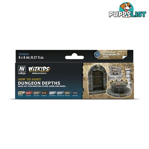 Wizkids Premium Paint Set By Vallejo: Dungeon Depths - Acrylicos Vallejo S.L. - Tabletop Miniatures GTIN/EAN/UPC: 8429551802512