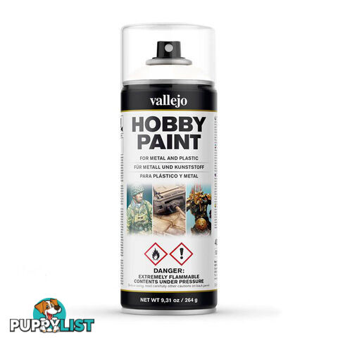 Vallejo Acrylic White Primer 400ml Spray Can - Acrylicos Vallejo S.L. - Tabletop Miniatures GTIN/EAN/UPC: 8429551280105