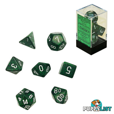 Chessex Recon Speckled Polyhedral 7-Die Set (Green/Black & White) - Chessex CHX25325 - Tabletop Accessory GTIN/EAN/UPC: 601982021108