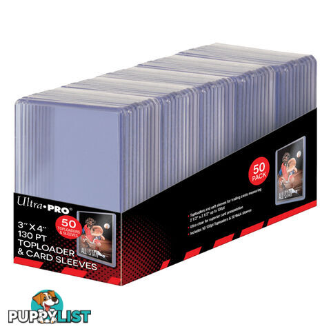 Ultra Pro 3" x 4" 130PT Toploader & Card Sleeve 50 Pack - Ultra Pro - Tabletop Trading Cards Accessory GTIN/EAN/UPC: 074427152857