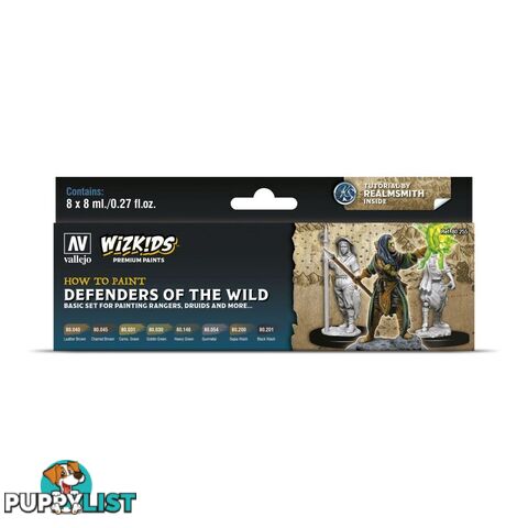 Wizkids Premium Paint Set By Vallejo: Defenders of the Wild - Acrylicos Vallejo S.L. - Tabletop Miniatures GTIN/EAN/UPC: 8429551802550