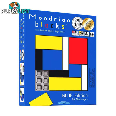 Mondrian Blocks Puzzle Game Blue Edition - Smart Egg - Tabletop Puzzle Game