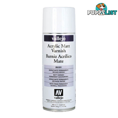 Vallejo Acrylic Matt Varnish 400ml Spray Can - Acrylicos Vallejo S.L. - Tabletop Miniatures GTIN/EAN/UPC: 8429551285315