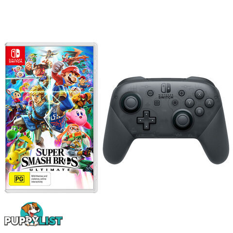 Super Smash Bros. Ultimate with Nintendo Switch Pro Controller Bundle - Nintendo - Switch Software