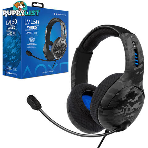 PDP Gaming LVL 50 Stereo Wired Gaming Headset For PS4 & PC (Black Camo) - PDP - PS4 Accessory GTIN/EAN/UPC: 708056065843