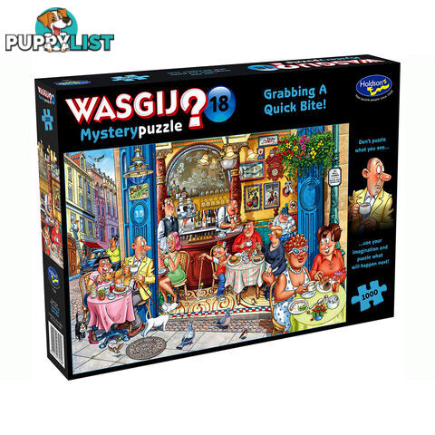 Wasgij Mystery #18 Grabbing A Quick Bite 1000 Piece Jigsaw Puzzle - Holdson - Tabletop Jigsaw Puzzle GTIN/EAN/UPC: 9414131772896