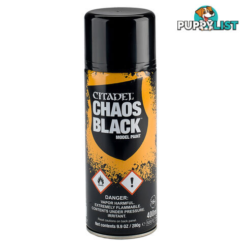 Citadel Chaos Black Model Spray Paint - Games Workshop - Tabletop Miniatures GTIN/EAN/UPC: 5011921175291