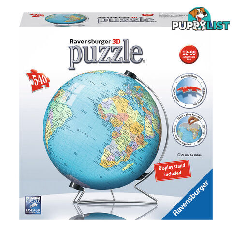 Ravensburger World Globe 3D Puzzleball 540 Piece Puzzle - Ravensburger - Tabletop Jigsaw Puzzle GTIN/EAN/UPC: 4005556124367