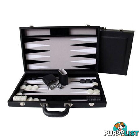 Dal Rossi 15" Folding PU Leather Backgammon Set (Black) - Dal Rossi Italy - Tabletop Board Game GTIN/EAN/UPC: 9501101530003