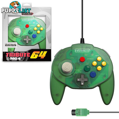 Retro-Bit Tribute64 Forest Green Wired Controller for N64 - Retro-bit - Retro N64 Accessory GTIN/EAN/UPC: 849172010765