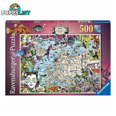 Ravensbruger European Map, Quirky Circus 500 Piece Jigsaw Puzzle - Ravensburger - Tabletop Jigsaw Puzzle GTIN/EAN/UPC: 4005556167609