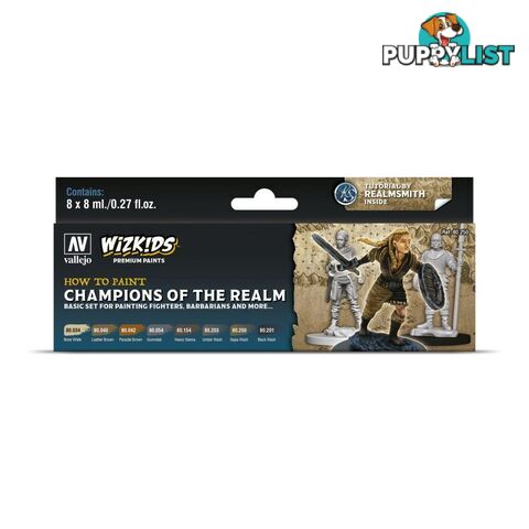 Wizkids Premium Paint Set By Vallejo: Champions of The Realm - Acrylicos Vallejo S.L. - Tabletop Miniatures GTIN/EAN/UPC: 8429551802505