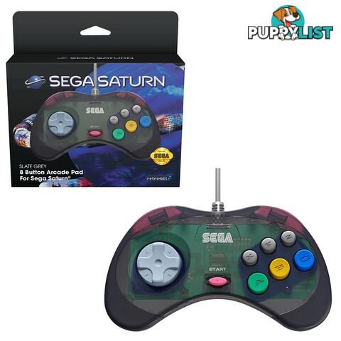 Retro-Bit Sega Saturn 8-Button Arcade Pad for Sega Saturn (Slate Grey) - Retro-bit - Retro Saturn GTIN/EAN/UPC: 7350002936917