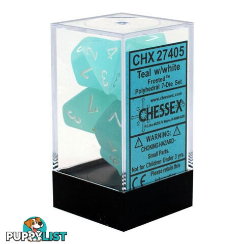 Chessex Frosted Polyhedral 7-Die Dice Set (Teal & White) - Chessex - Tabletop Accessory GTIN/EAN/UPC: 601982024543