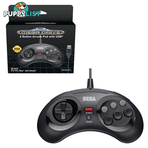 Retro-Bit Sega 8-Button Arcade Controller for PC, Mac & Steam (Black) - Retro-bit - Retro Mega Drive Accessory GTIN/EAN/UPC: 7350002936856