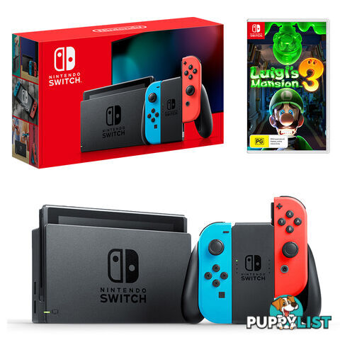 Nintendo Switch Neon Joy-Con Console with Luigi's Mansion 3 Bundle - Nintendo - Switch Console GTIN/EAN/UPC: 9318113992114