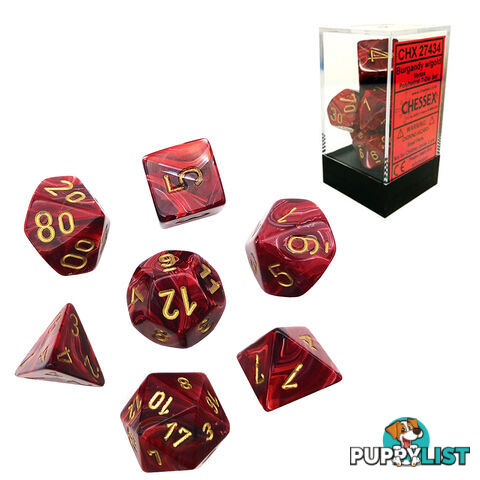 Chessex Vortex Polyhedral 7-Die Dice Set (Burgundy & Gold) - Chessex - Tabletop Accessory GTIN/EAN/UPC: 601982024741