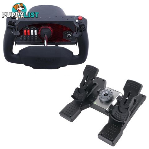 Honeycomb Alpha Flight Controls Yoke & Switch Panel & Logitech G Flight Rudder Pedals Bundle - Honeycomb Aeronautical - Flight Simulation