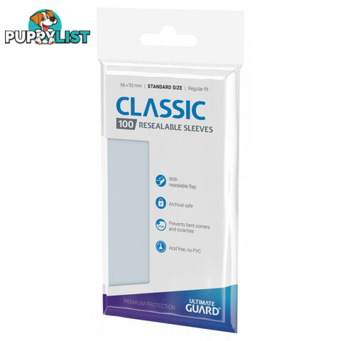 Ultimate Guard Standard Size Classic Resealable 100 Sleeves - Ultimate Guard - Tabletop Trading Cards Accessory GTIN/EAN/UPC: 4056133013222