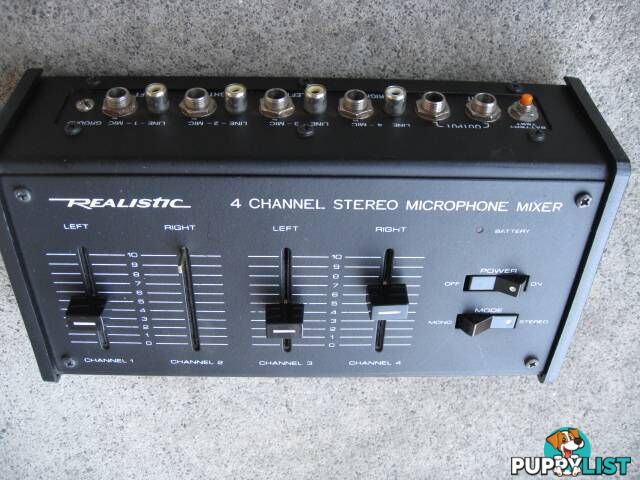 REALISTIC 4 CHANNEL STEREO MICROPHONE MIXER pickup 3168 or post