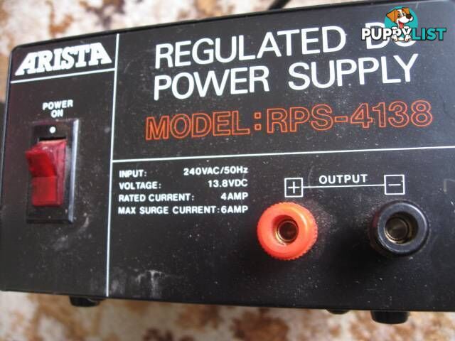 13.8 VOLT DC PROWER SUPPLY 4 AMP ARISTA RPS-4138