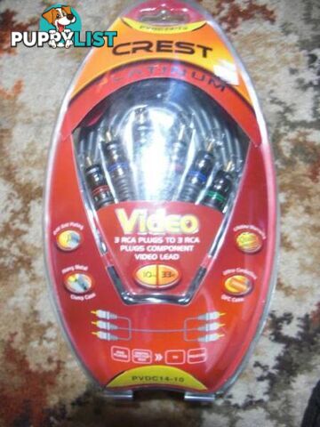 NEW CREST PVDC10 Platinum 3 RCA TO 3 RCA VIDEO LEAD 10M