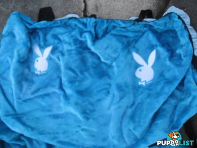 BLUE PLAYBOY SEAT COVERS FRONT AND REAR