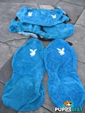 BLUE PLAYBOY SEAT COVERS FRONT AND REAR