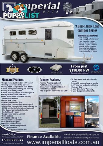 Imperial 3 Horse Angle Load Camper - UNBEATABLE VALUE