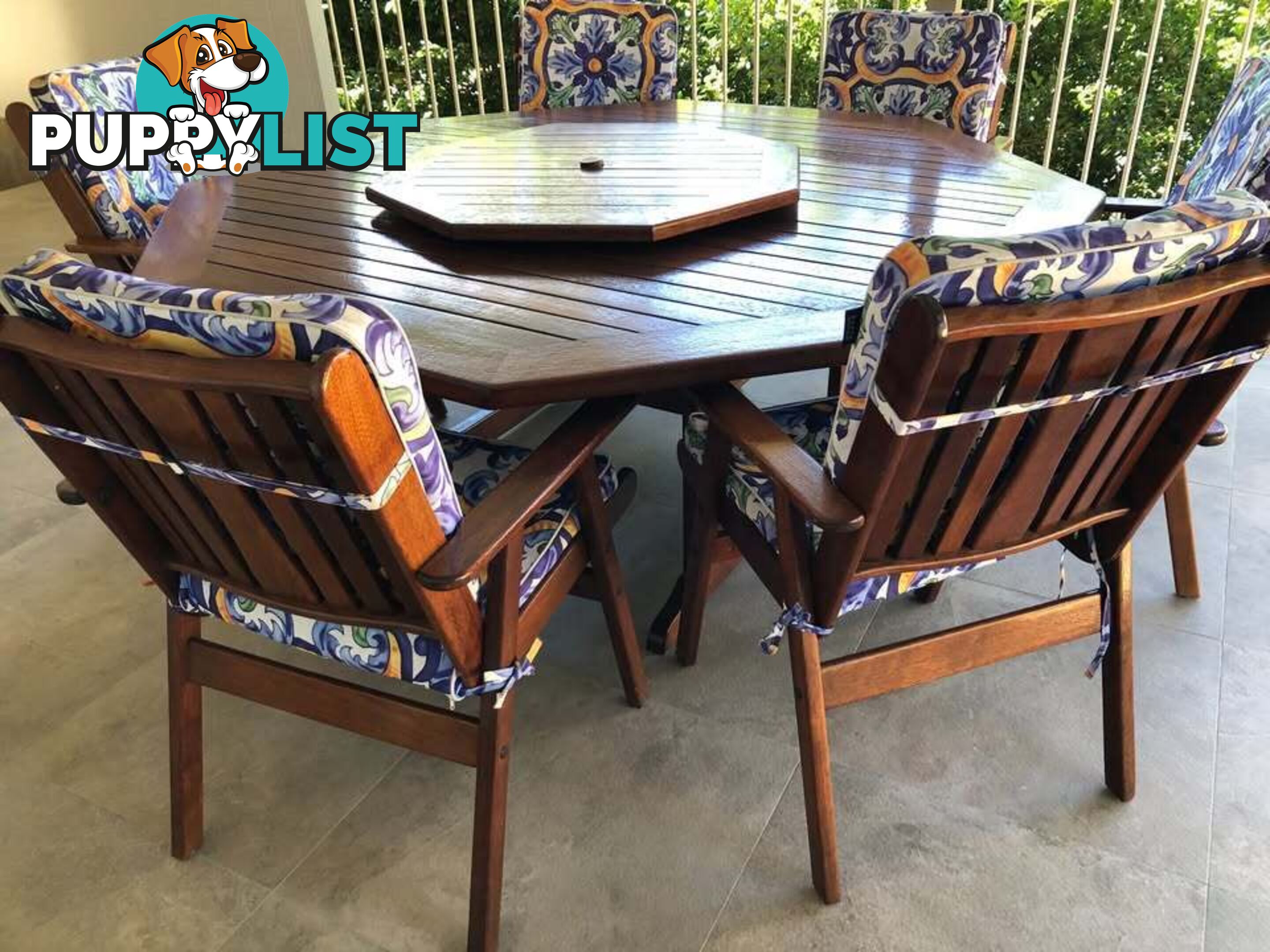 SOLID TIMBER KWILA 8 SEATER TABLE AND CHAIRS