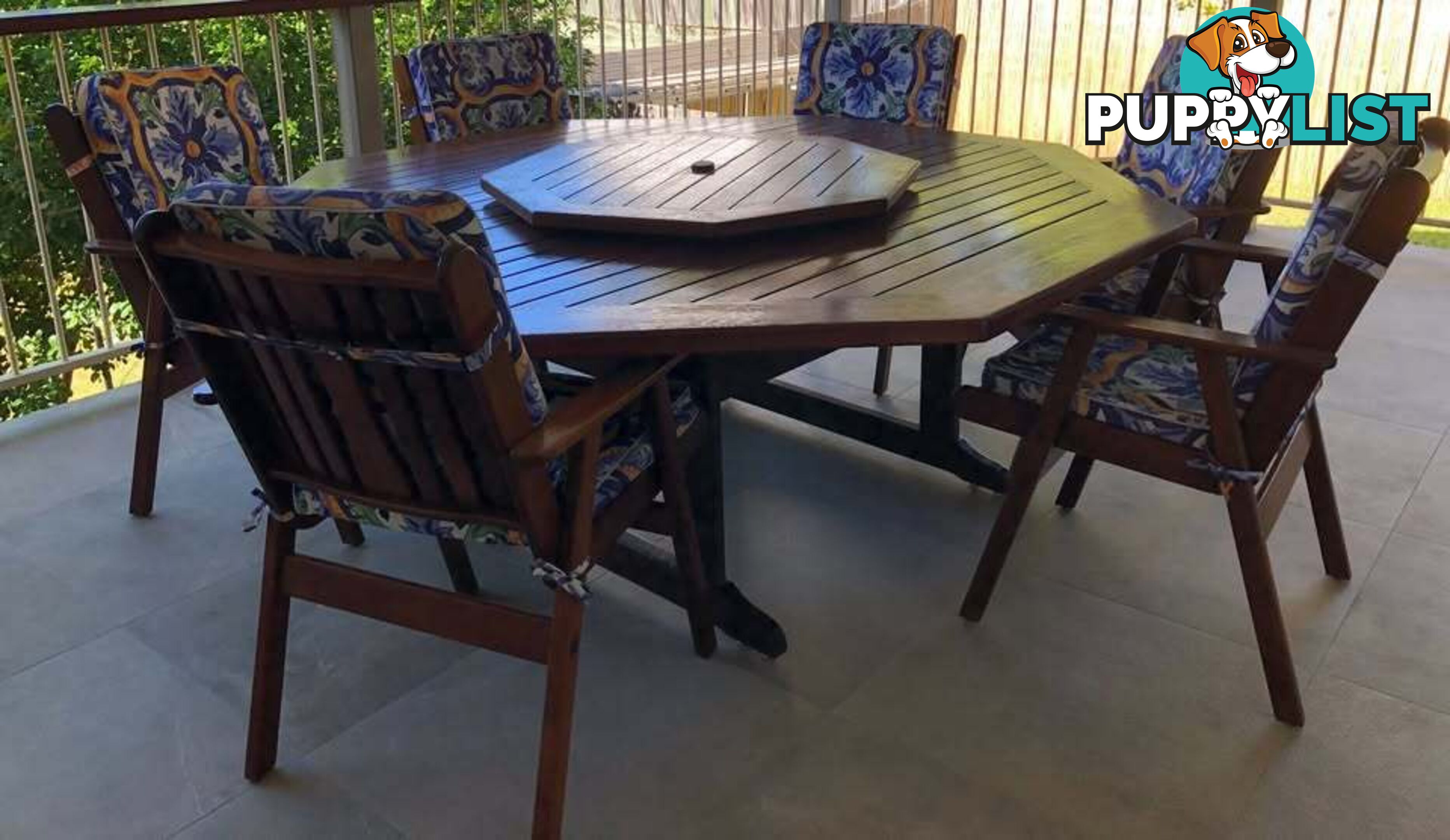SOLID TIMBER KWILA 8 SEATER TABLE AND CHAIRS