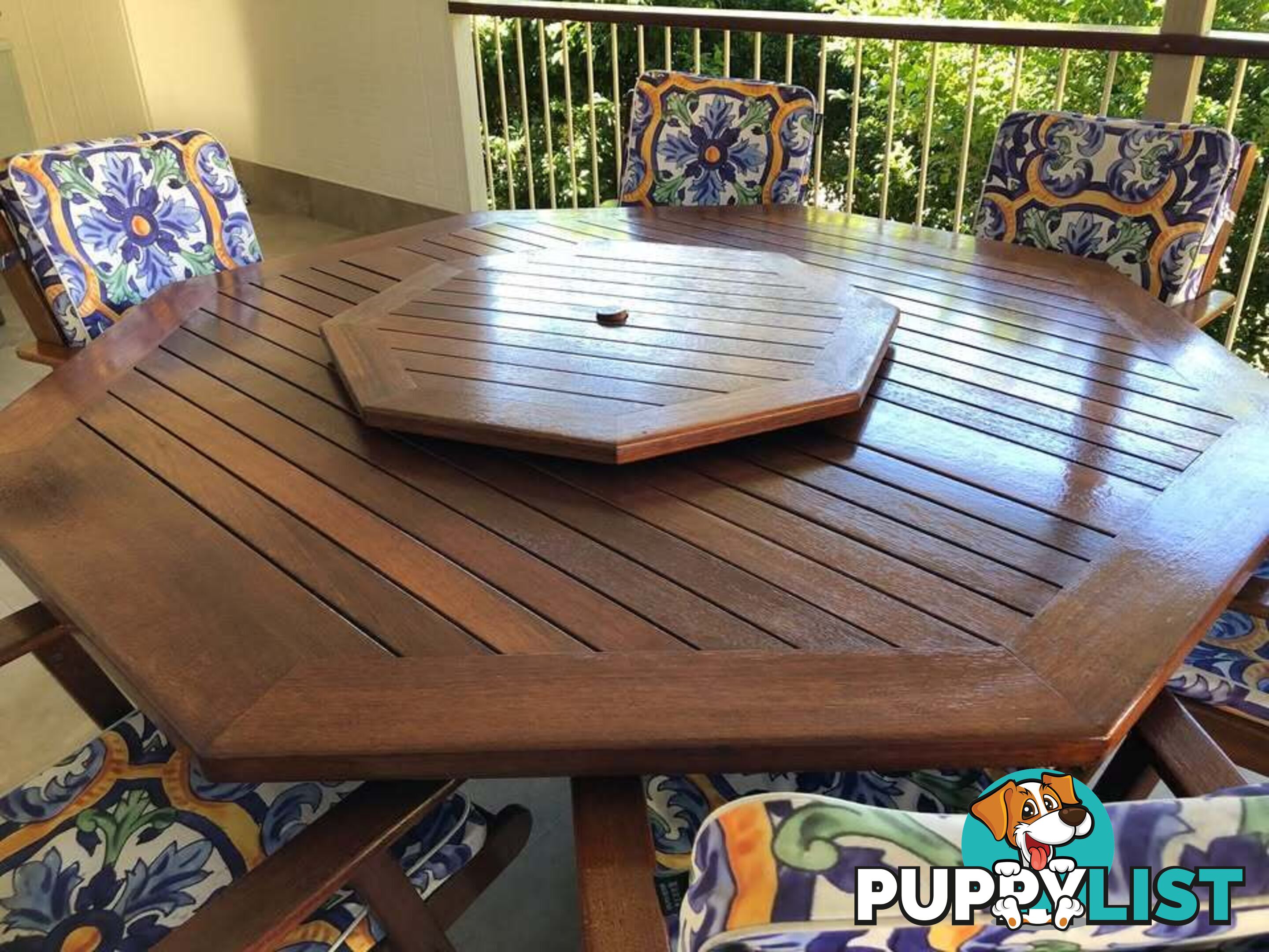 SOLID TIMBER KWILA 8 SEATER TABLE AND CHAIRS