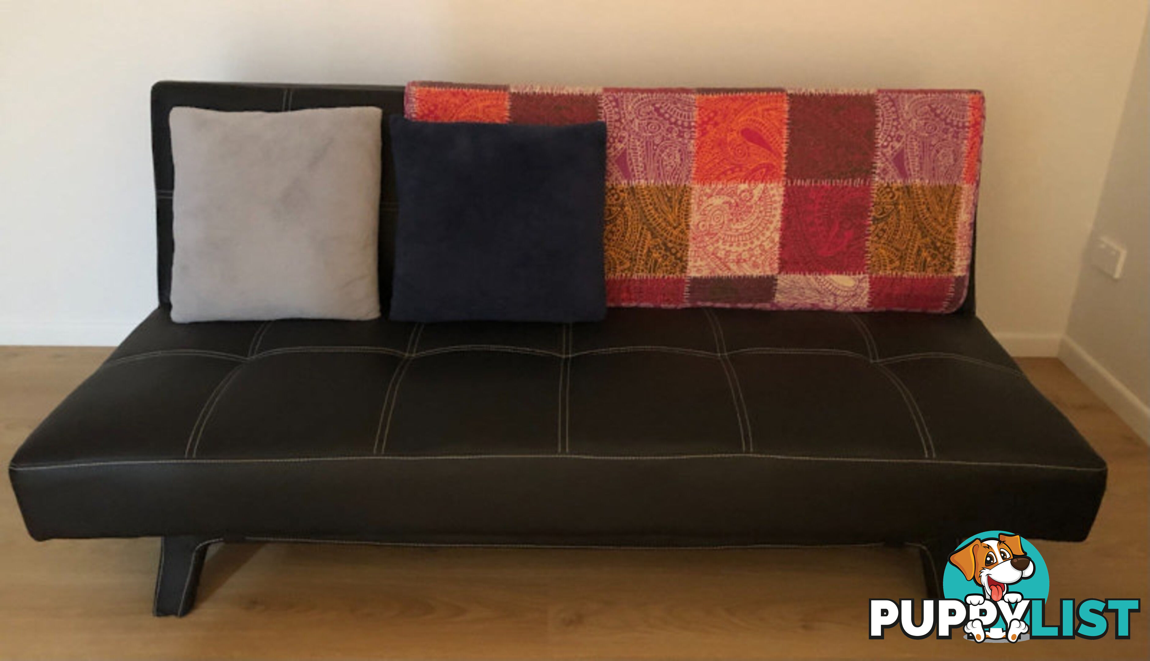 Nap Black 3 Seater Futon Lounge Bed