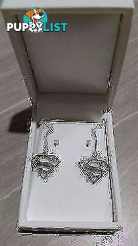 Superman Sterling Silver Hook Earrings