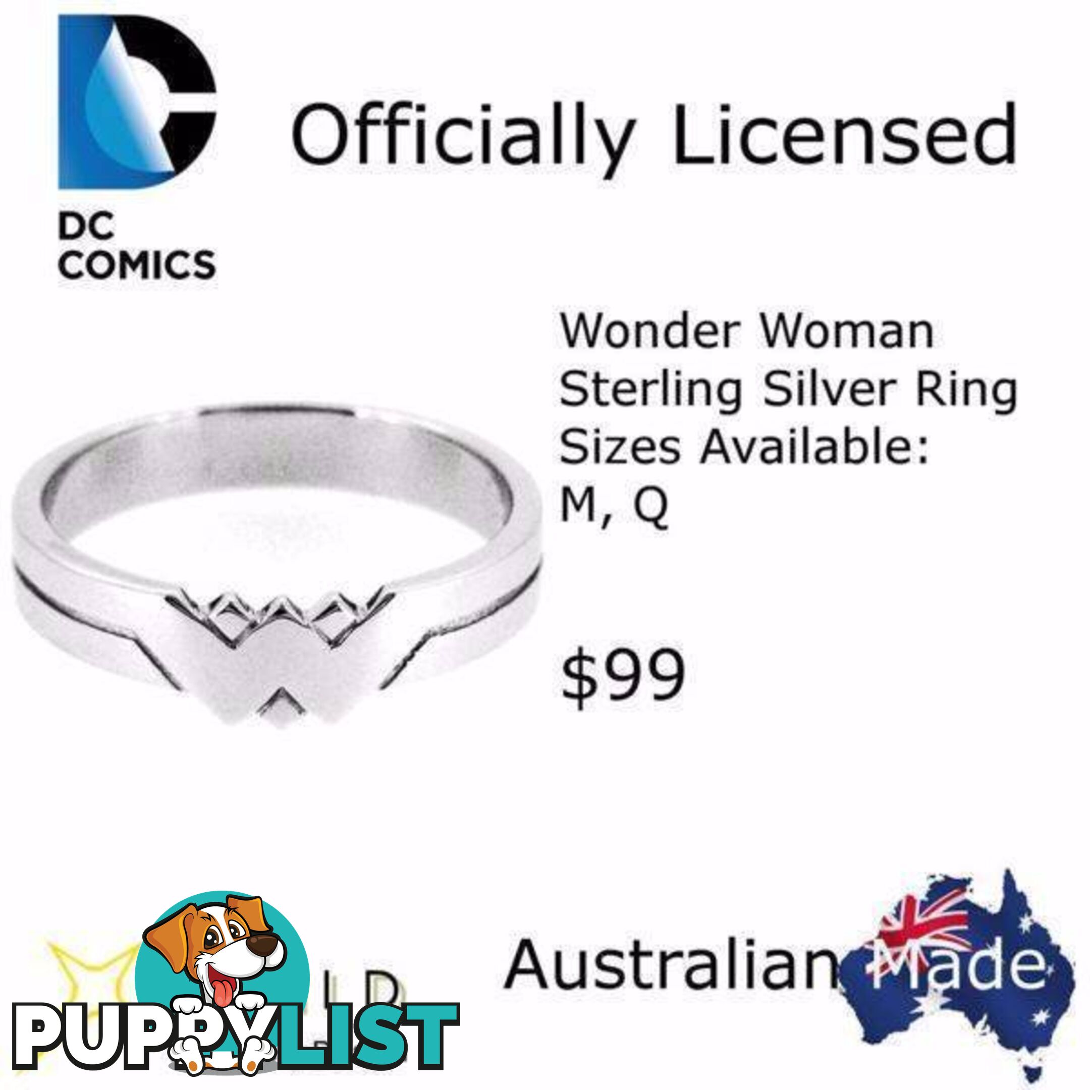 Wonder Woman Sterling Silver Ring