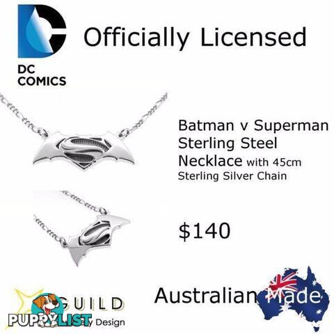 Batman Vs Superman Sterling Silver Necklace