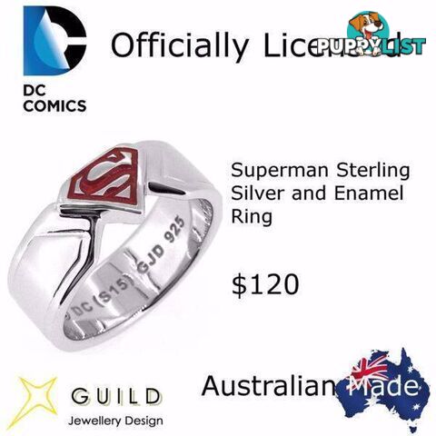 Superman Sterling Silver and Enamel Ring