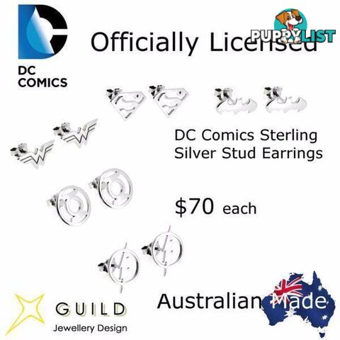 Dc Comics Sterling Silver Stud Earrings