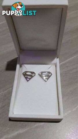 Superman 925 Sterling Silver Stud Earrings officially licenced