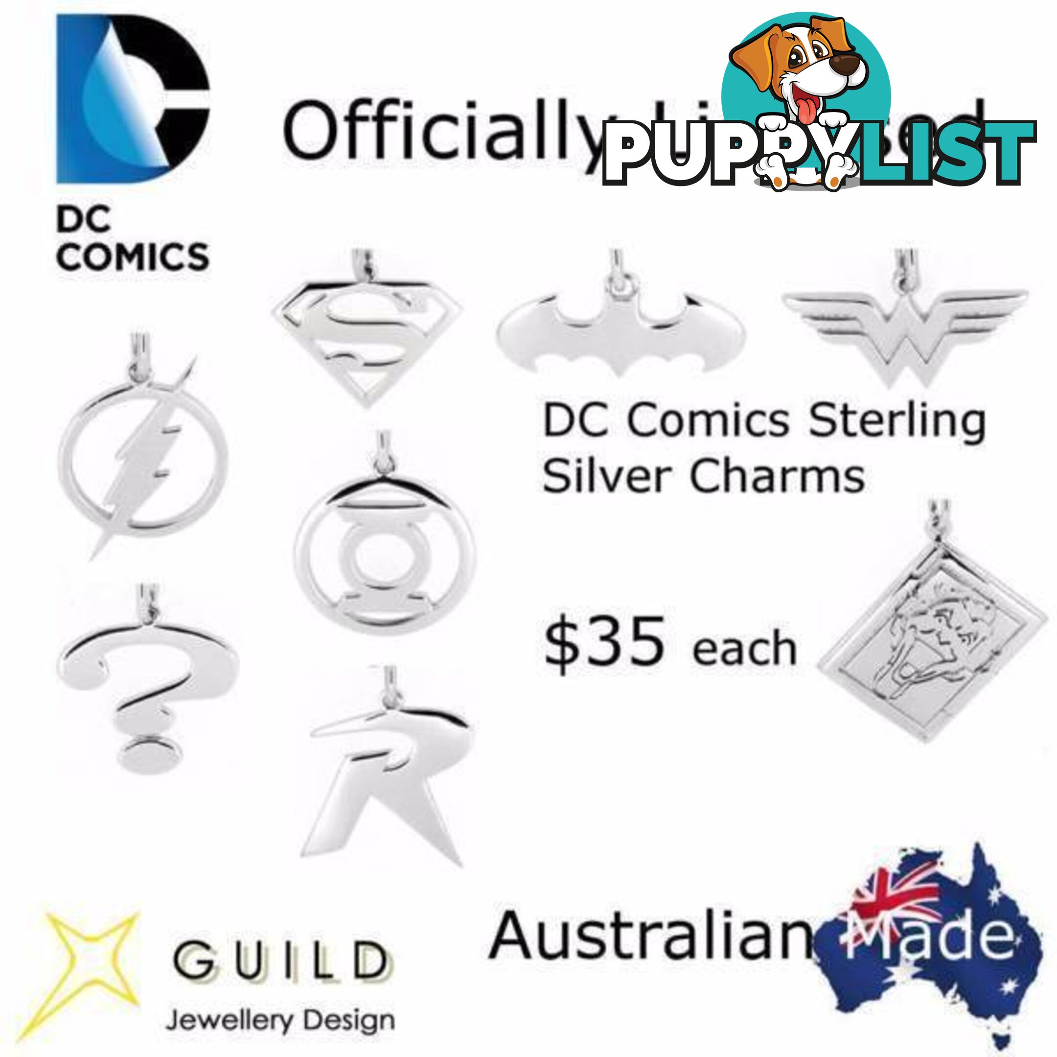 DC Comics Sterling Silver Charms