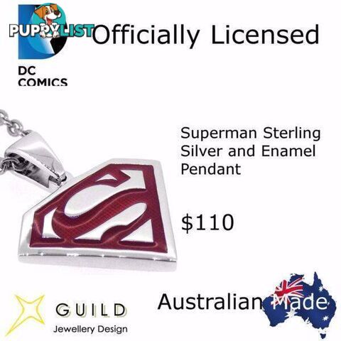 Superman Sterling Silver and Enamel Pendant