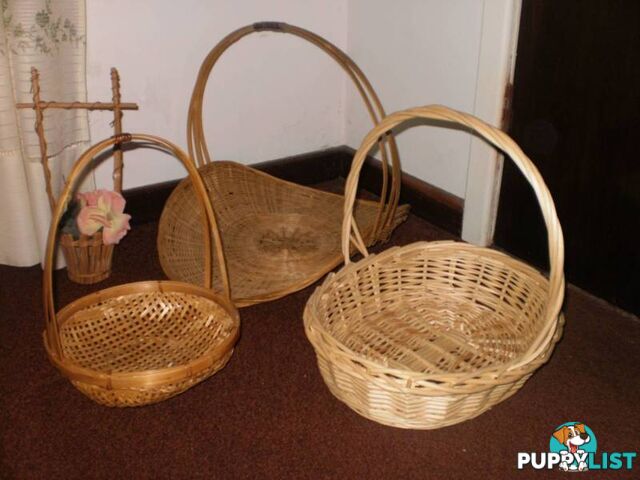 CANE, WICKER, BAMBOO, MACRAME -- BASKETS, PLANTERS, WALL FEATURE