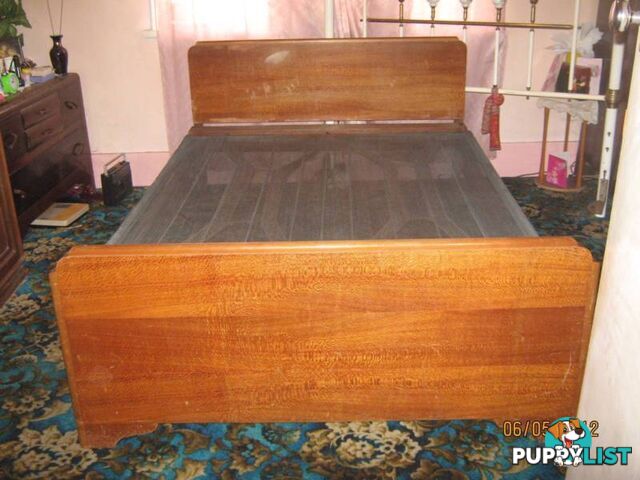 SOLID JARRAH DOUBLE BED, ANTIQUE -- REDUCED PRICE