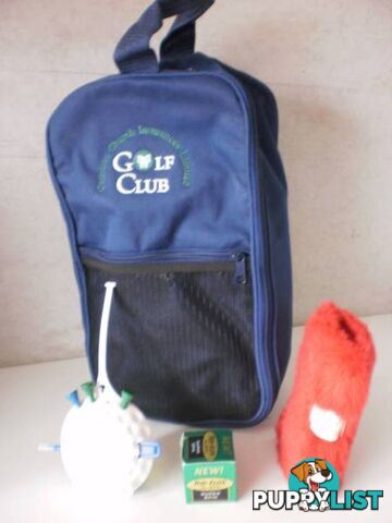 GOLF ACCESSORIES, SMALL BAG & GOLF BOOK -- REDUCED PRICE