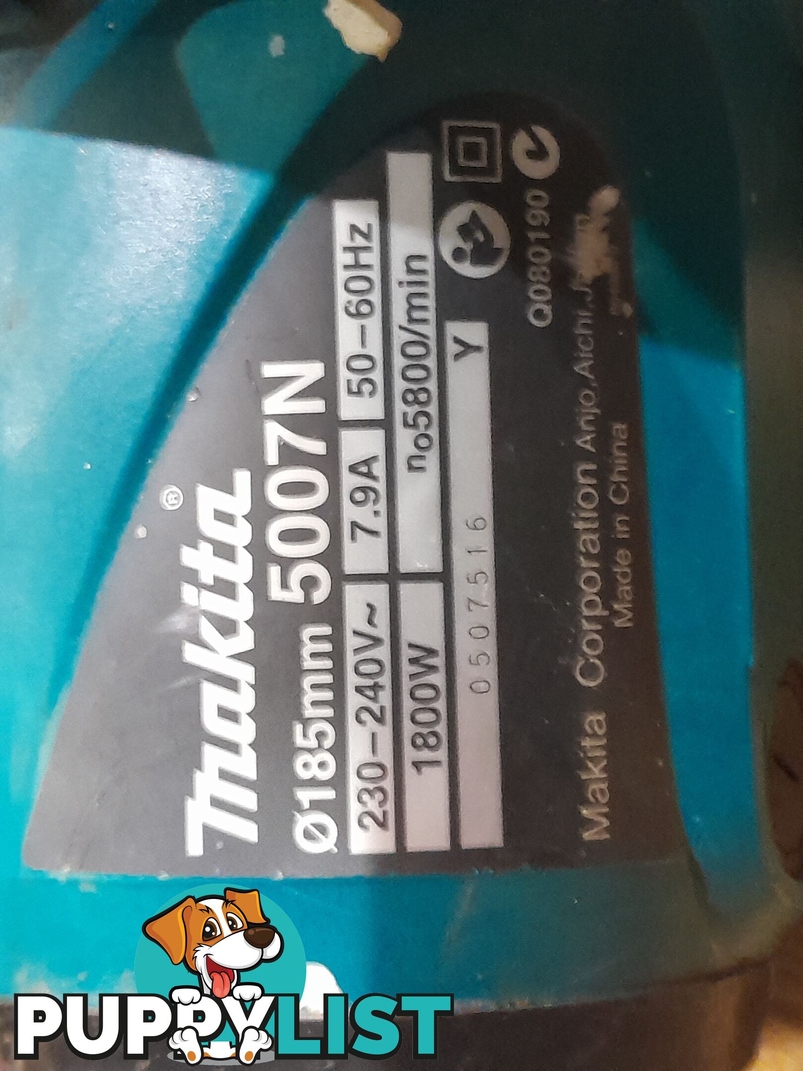 CIRCULAR POWER SAW MAKITA 185MM MODEL 5007N 1800W CORDED ELECTRIC ROTATING SAW MALVERN EAST