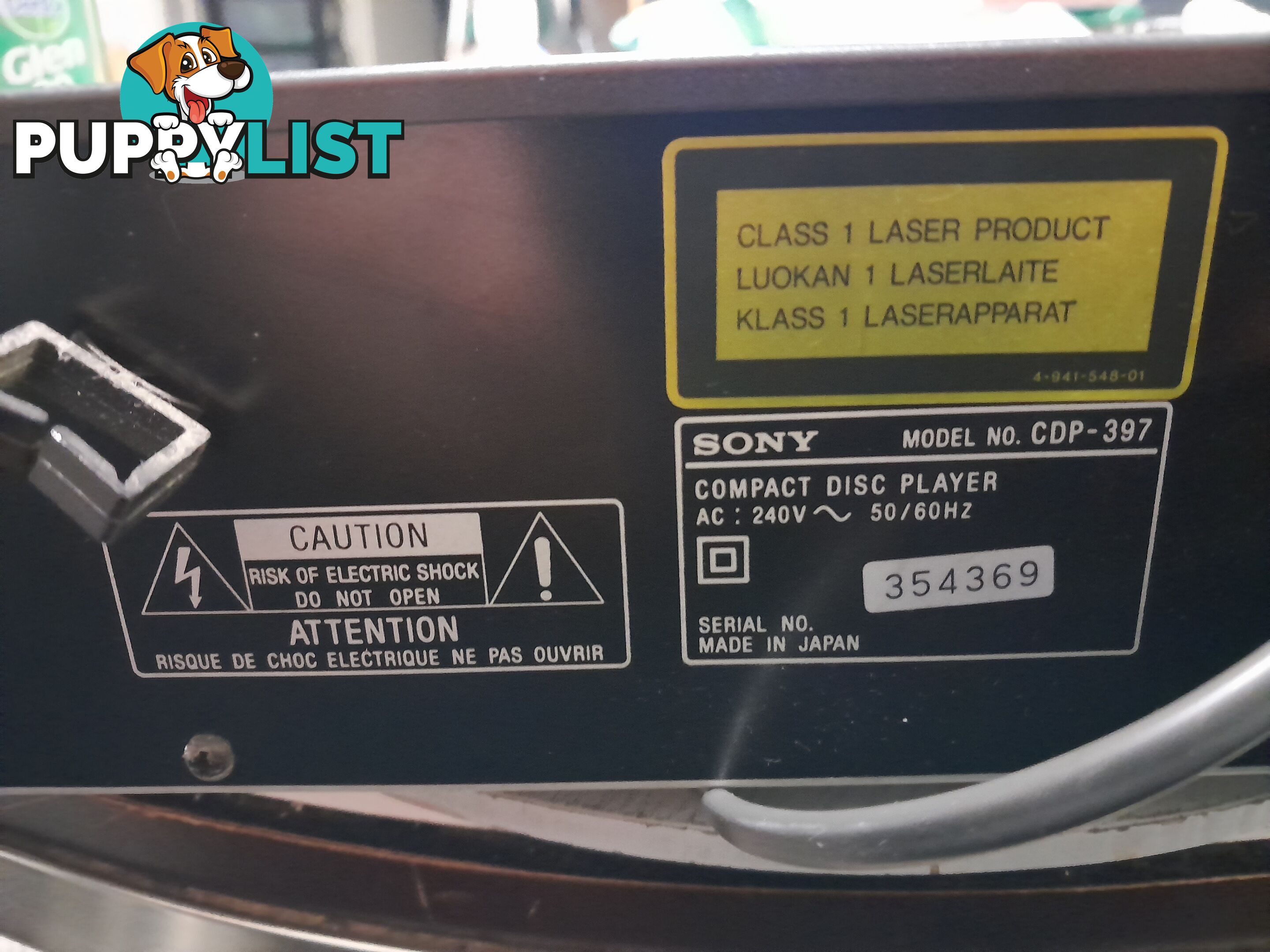 COMPACT DISC PLAYER SONY CDP-397 SINGLE CD PLAYER MALVERN EAST MELBOURNE