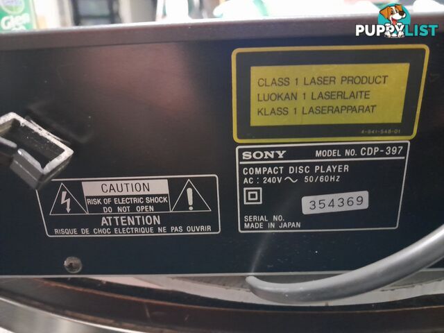 COMPACT DISC PLAYER SONY CDP-397 SINGLE CD PLAYER MALVERN EAST MELBOURNE