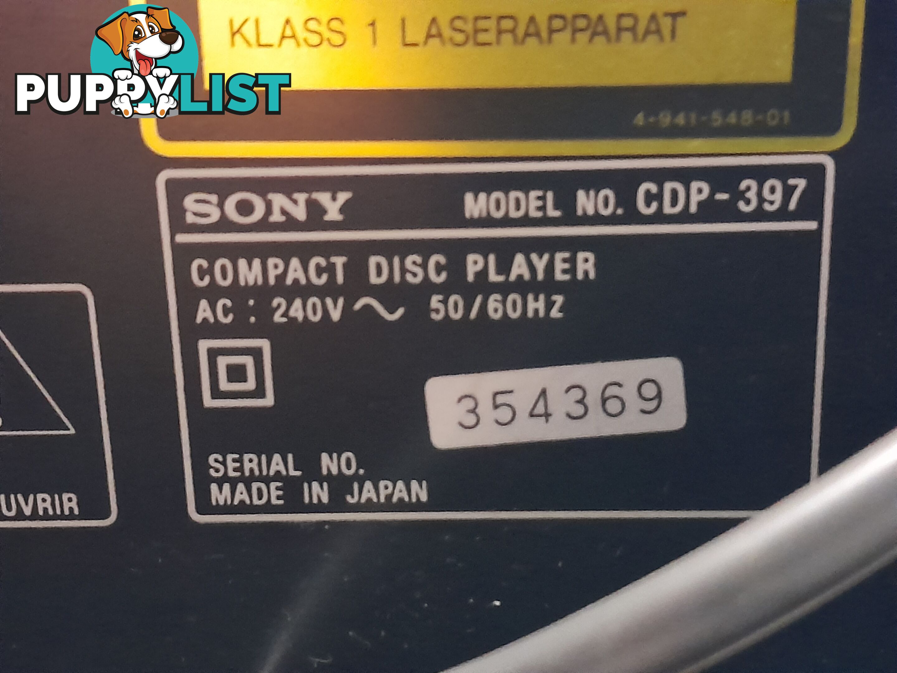 COMPACT DISC PLAYER SONY CDP-397 SINGLE CD PLAYER MALVERN EAST MELBOURNE