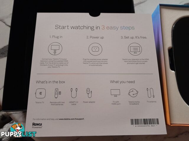 ROKU TELSTRA TV2 4700TL 4K HDR MEDIA STREAMING BOX MALVERN EAST MELBOURNE